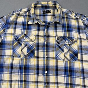 ECKO UNLTD Mens 2XL BUE Plaid Button Down Long Sleeve Shirt FLAP Pockets